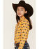 Image #2 - Cruel Girl Girl's Steer Head Print Long Sleeve Snap Western Shirt, Gold, hi-res