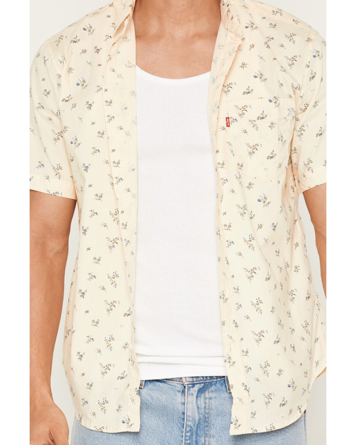 Image #3 - Levi's Men's Terry Ditsy Floral Print Short Sleeve Button-Down Stretch Western Shirt, Yellow, hi-res
