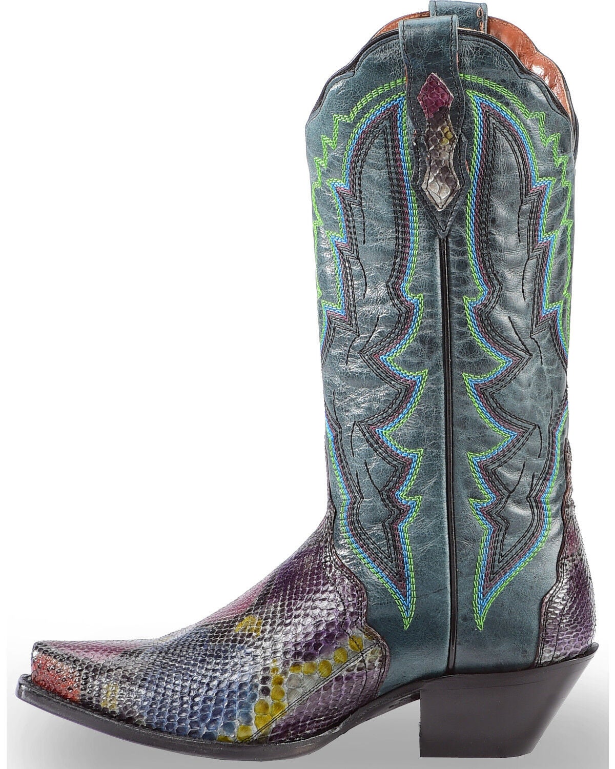 Image #3 - Dan Post Women's Painted Belly Python Triad Cowgirl Boots - Snip Toe, , hi-res