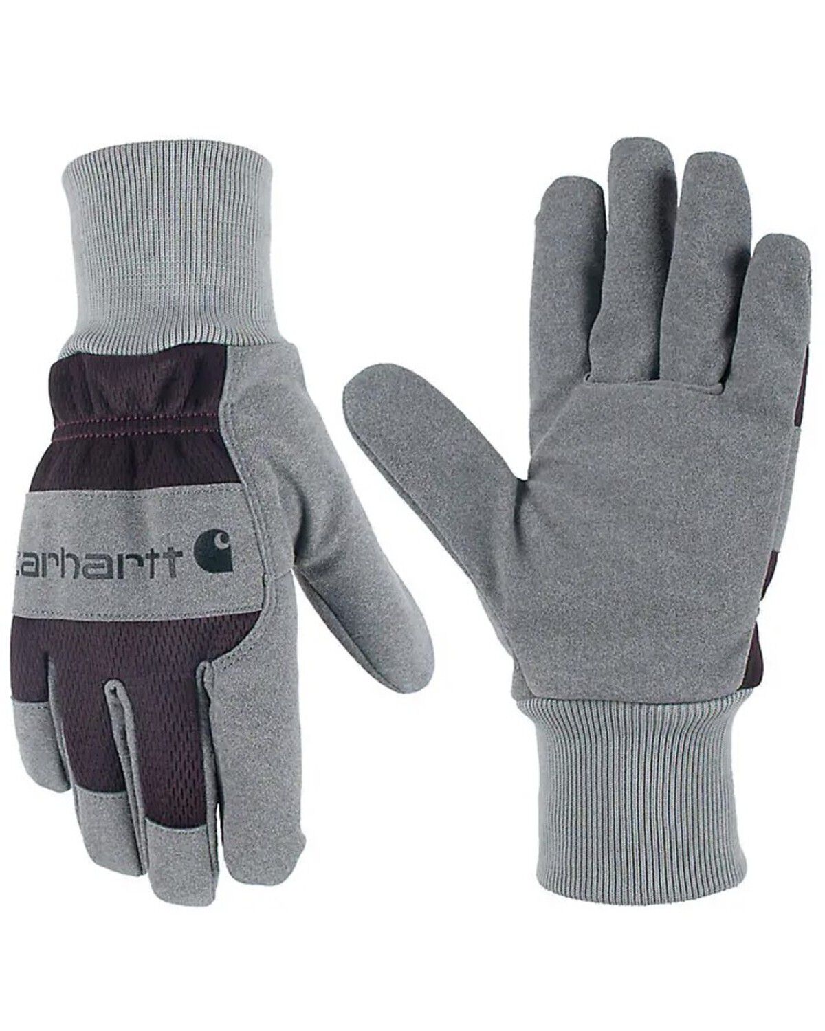Image #1 - Carhartt Women's Synthetic Suede Knit Cuff Gloves, Grey, hi-res