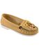 Minnetonka Women's Smooth Leather Thunderbird Moccasins - Moc Toe, Natural, hi-res