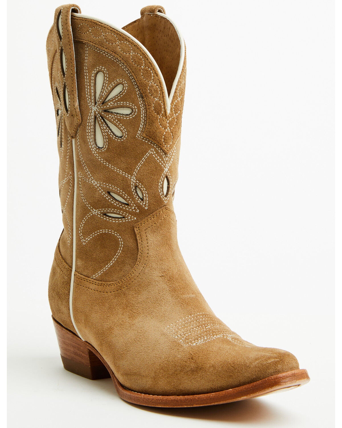 Image #1 - Shyanne Women's Tansy Suede Western Booties - Snip Toe, Brown, hi-res