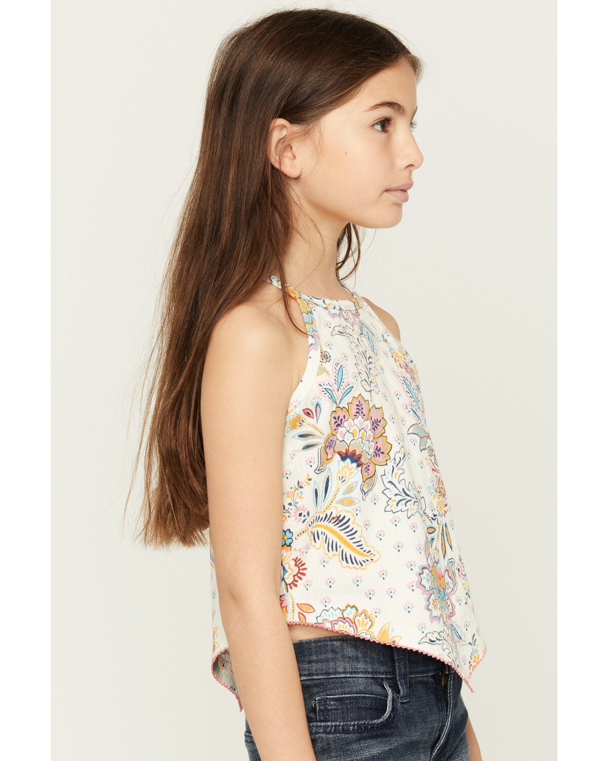 Image #2 - Shyanne Girls' Paisley Print Halter Tank Top, Cream, hi-res