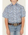 Image #2 - Rock & Roll Boys' Paisley Print Short Sleeve Pearl Snap Stretch Western Shirt, Blue, hi-res