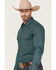 Rock & Roll Denim Men's Stretch Geo Print Long Sleeve Pearl Snap Western Shirt , Teal, hi-res