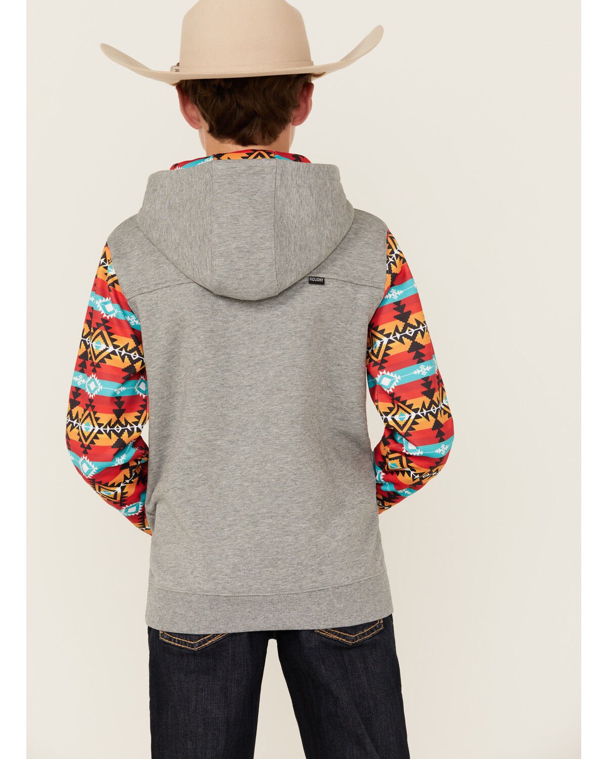 Image #4 - Hooey Boys' Printed Sleeve Hooded Sweatshirt, Grey, hi-res