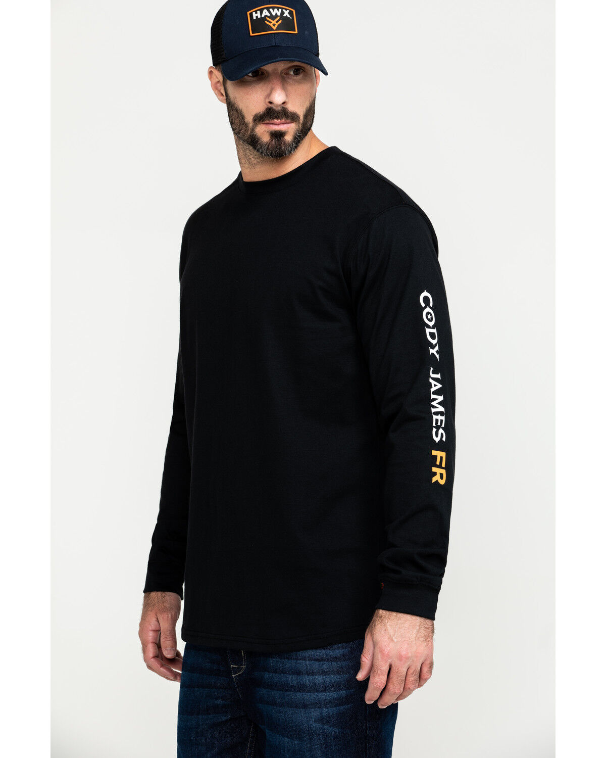 Image #3 - Cody James Men's FR Logo Long Sleeve Stretch Work Shirt, Black, hi-res