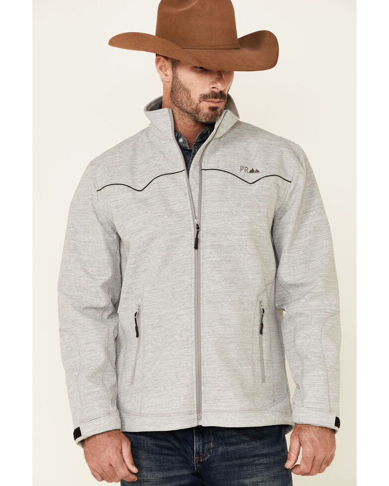 Powder River Outfitters Men's Solid Grey Poly Twill Bonded Zip-Front Rodeo Jacket , Grey, hi-res