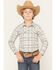 Image #1 - Gibson Trading Co Boys' Initiate Medallion Print Long Sleeve Snap Western Shirt, White, hi-res