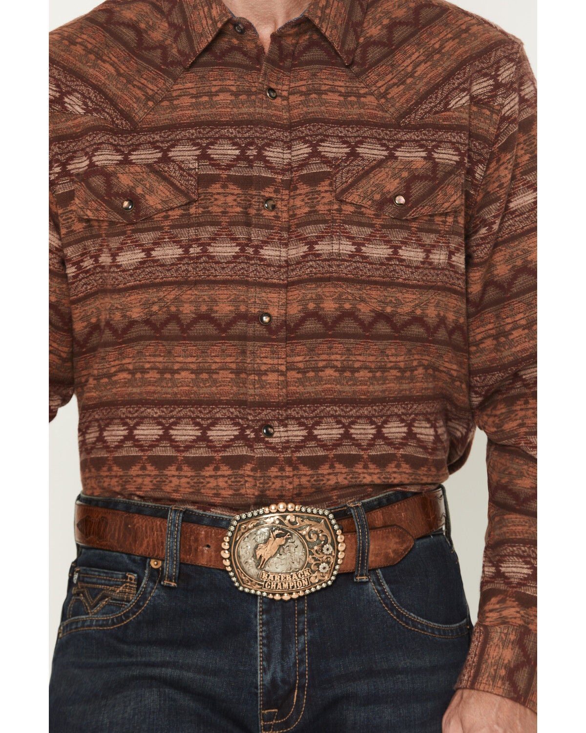 Image #3 - Cody James Men's Red Label Southwestern Print Long Sleeve Snap Flannel Shirt, Red, hi-res