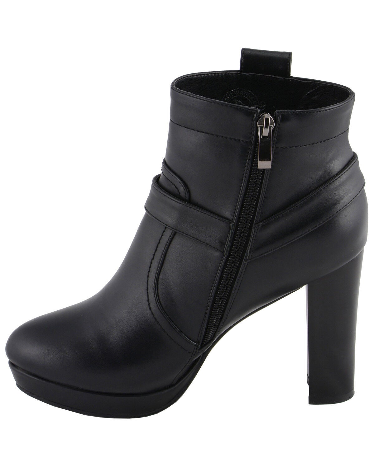 Image #4 - Milwaukee Leather Women's Block Heel Harness Booties - Round Toe, Black, hi-res