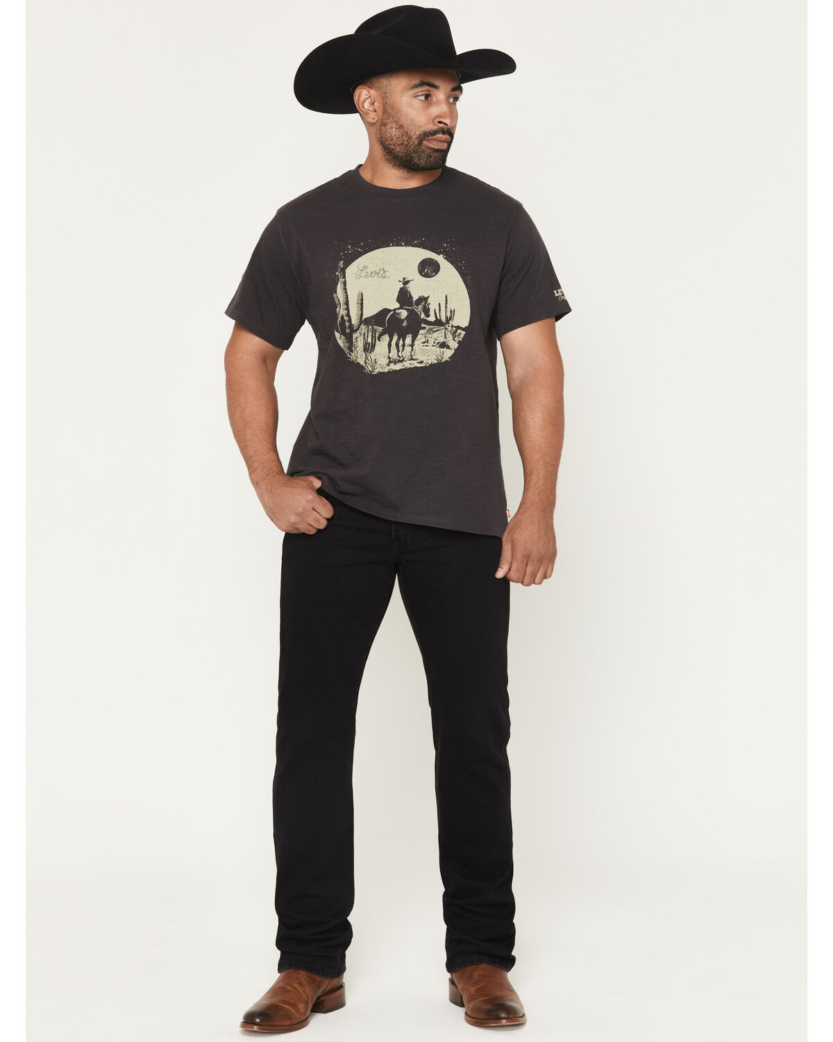 Image #1 - Levi's Men's 557® Straight Denim Jeans, Black, hi-res