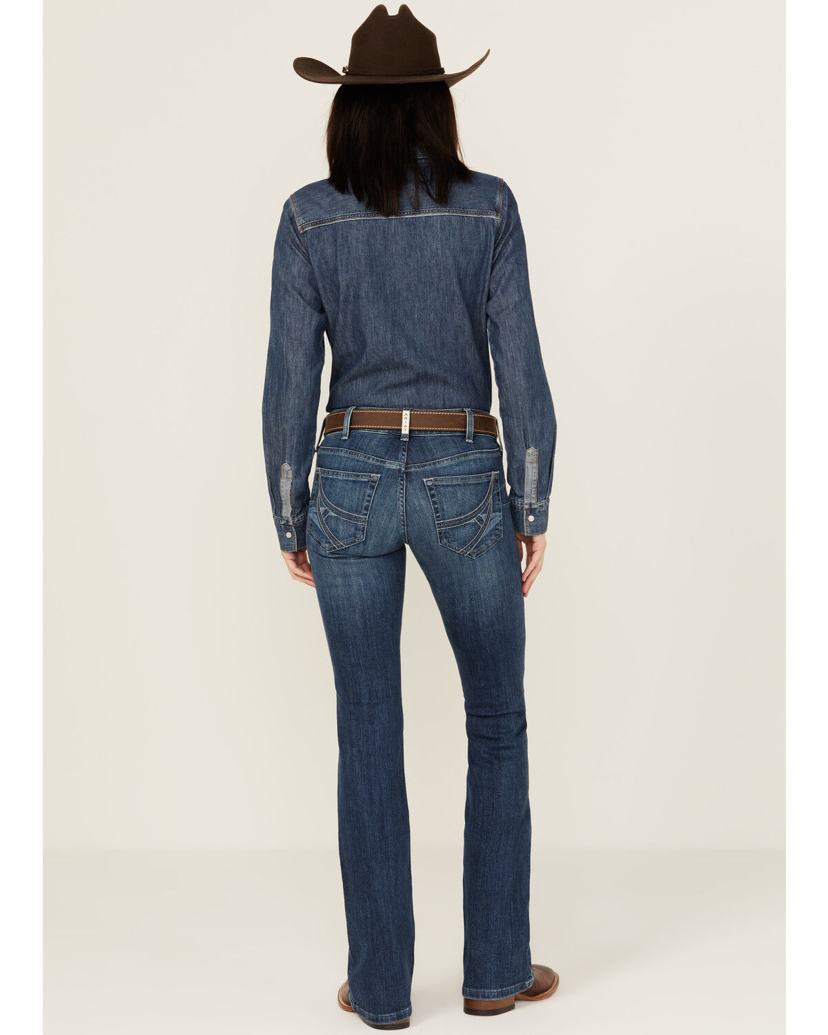 Image #3 - Ariat Women's Dark Wash Ariana Mid Rise Bootcut Stretch Denim Jeans, Dark Wash, hi-res