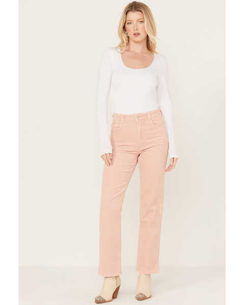 Image #1 - Rolla's Women's Peony High Rise Original Chord Straight Jeans, Pink, hi-res