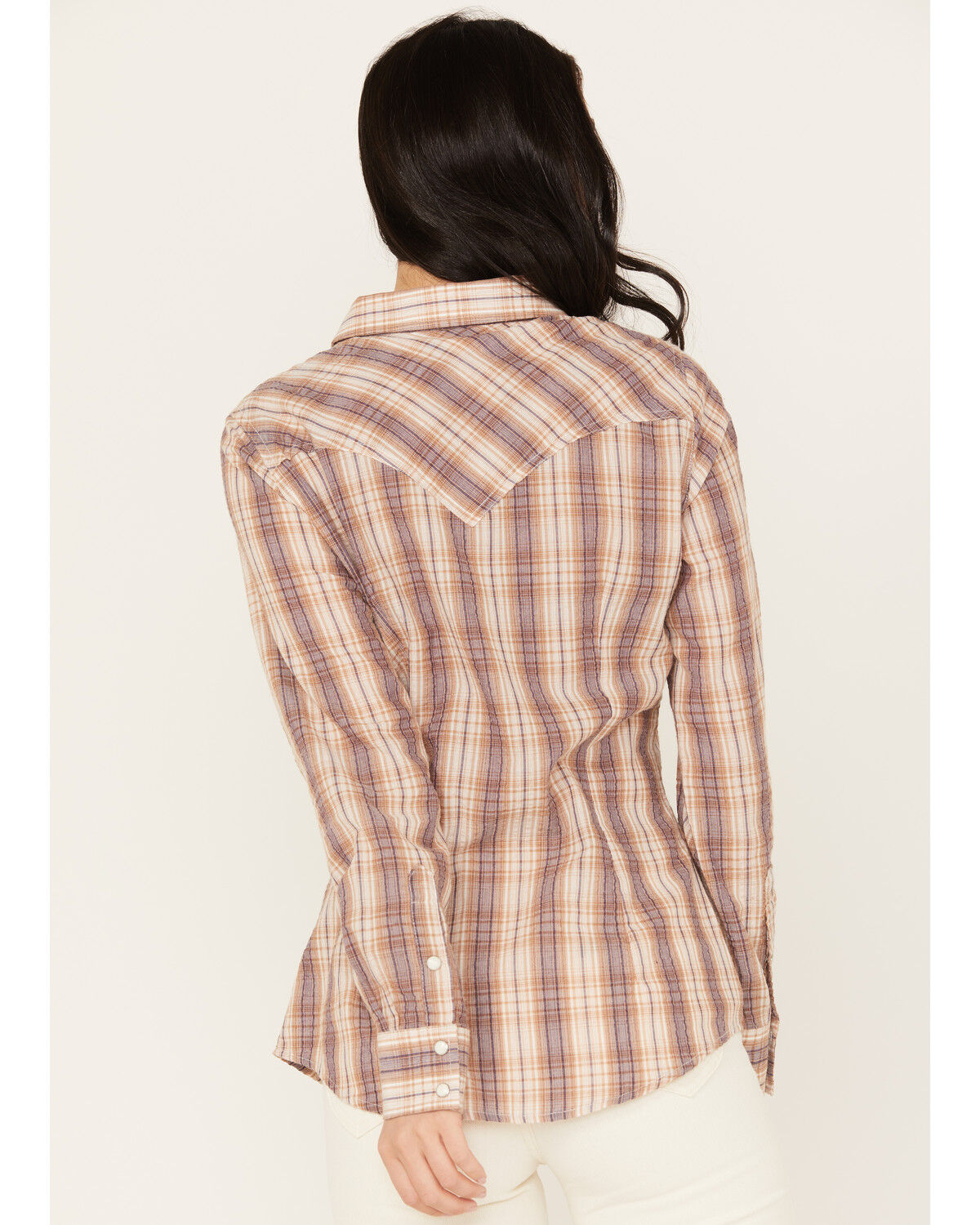 Image #4 - Wrangler Women's Plaid Western Snap Shirt, Lavender, hi-res