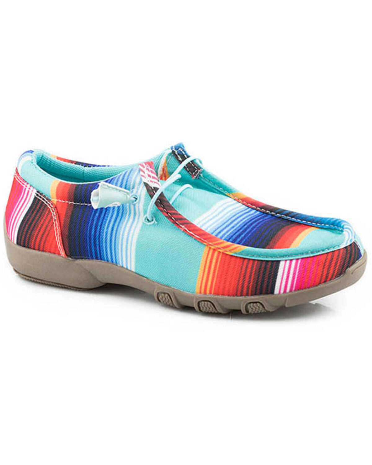 Image #1 - Roper Women's Chillin' Serape Striped Print Casual Shoes - Moc Toe, Blue, hi-res