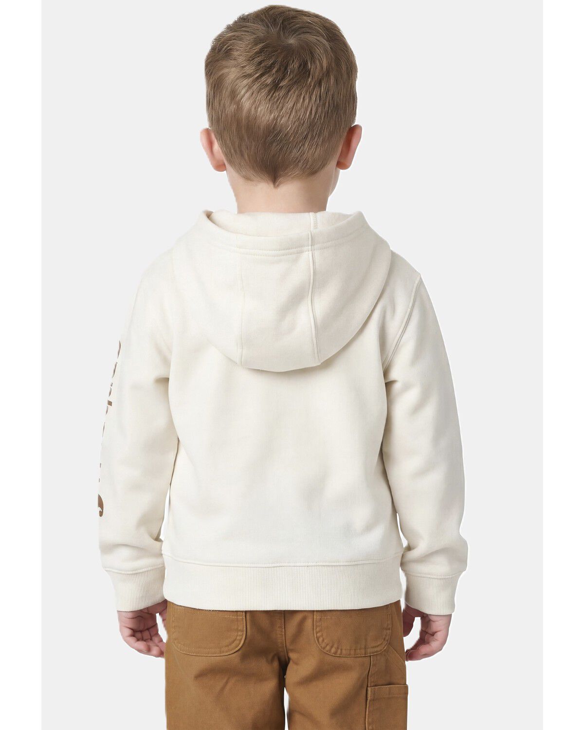 Image #4 - Carhartt Toddler Boys' Long Sleeve Half Zip Hooded Logo Pullover, Cream, hi-res
