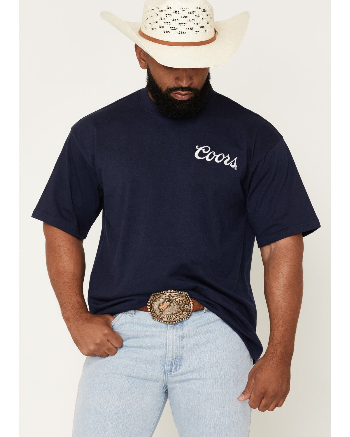 Image #2 - Coors Men's Embroidered Logo Short Sleeve Graphic T-Shirt, Navy, hi-res