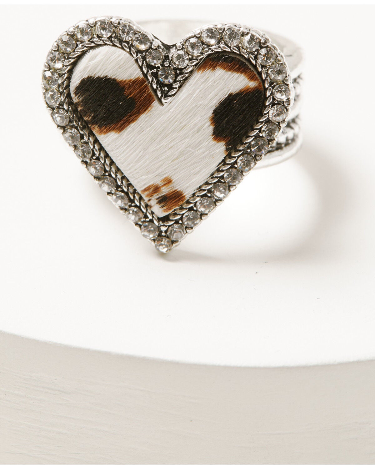 Image #2 - Shyanne Women's Cow Print Heart Ring Set - 3 Piece, Silver, hi-res