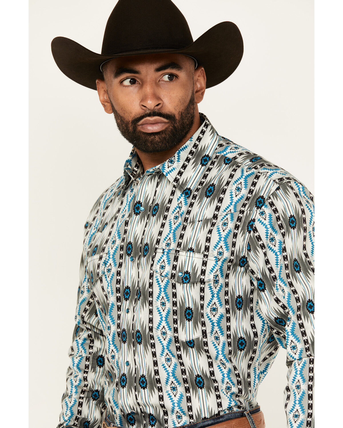 Image #2 - Wrangler Men's Checotah Southwestern Print Long Sleeve Snap Western Shirt, Multi, hi-res