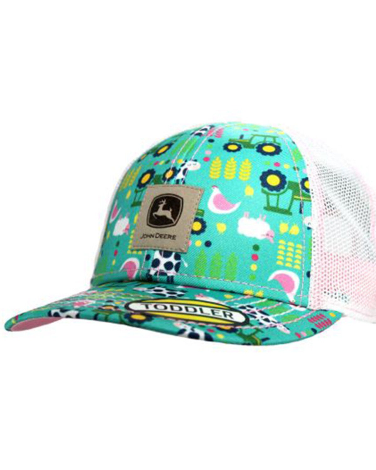 Image #1 - John Deere Girls' Farm Print Ball Cap, Turquoise, hi-res
