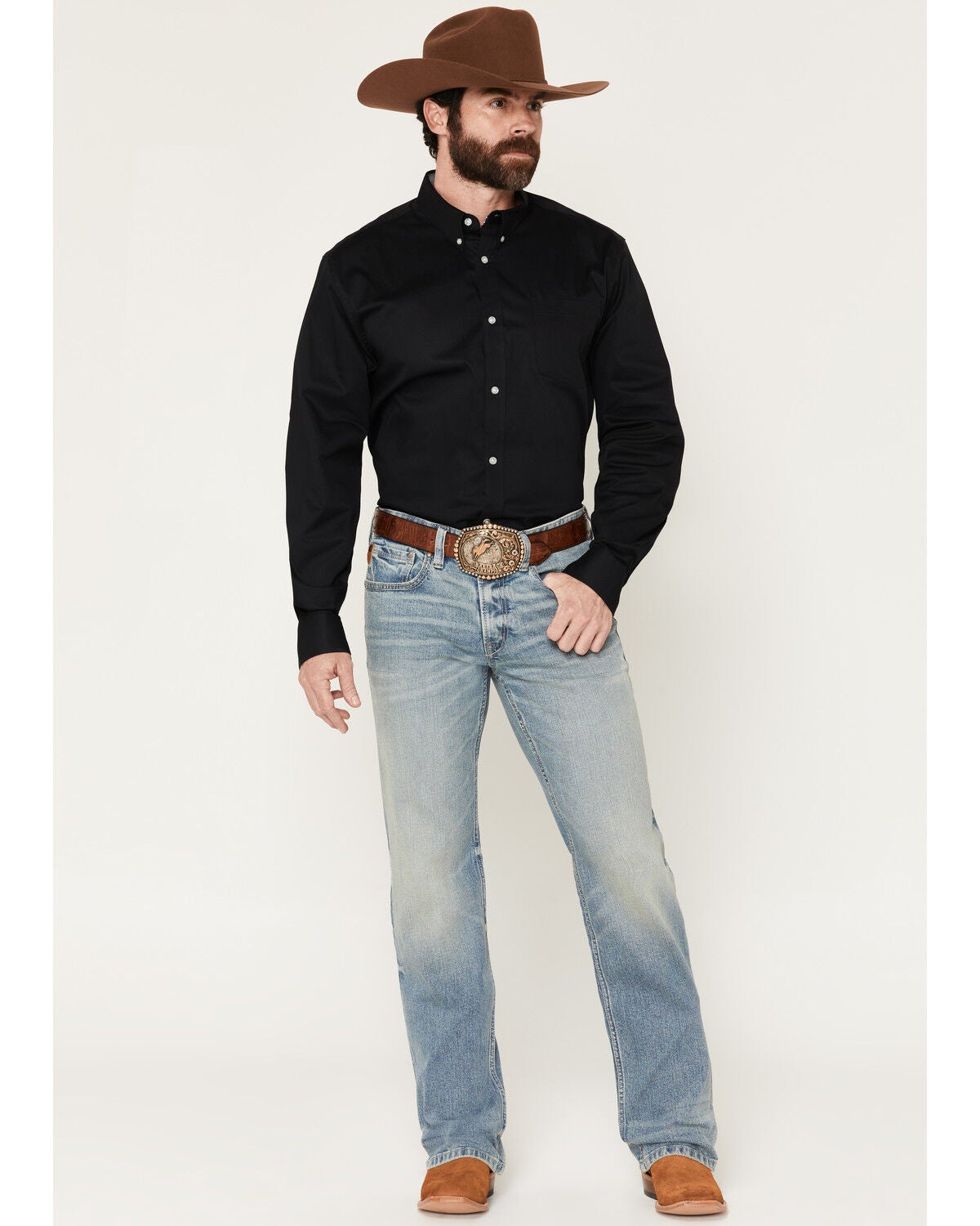 Moonshine Spirit&reg; Men's Maverick Medium Wash Slim Bootcut Stretch Denim Jeans, Medium Wash, hi-res