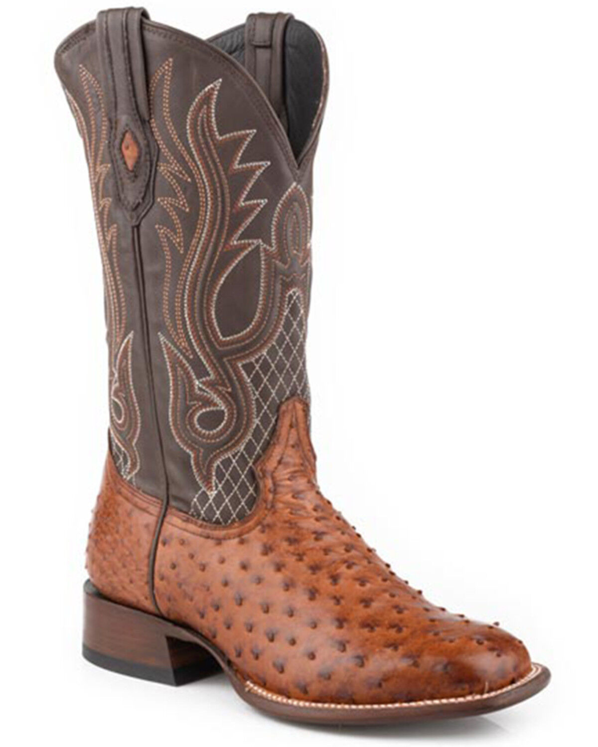 Image #1 - Stetson Men's Ozzy Exotic Full Quill Ostrich Western Boots - Broad Square Toe, Brown, hi-res