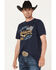 Image #2 - Cinch Men's American Heather Navy Logo Flag Graphic Short Sleeve T-Shirt, Navy, hi-res