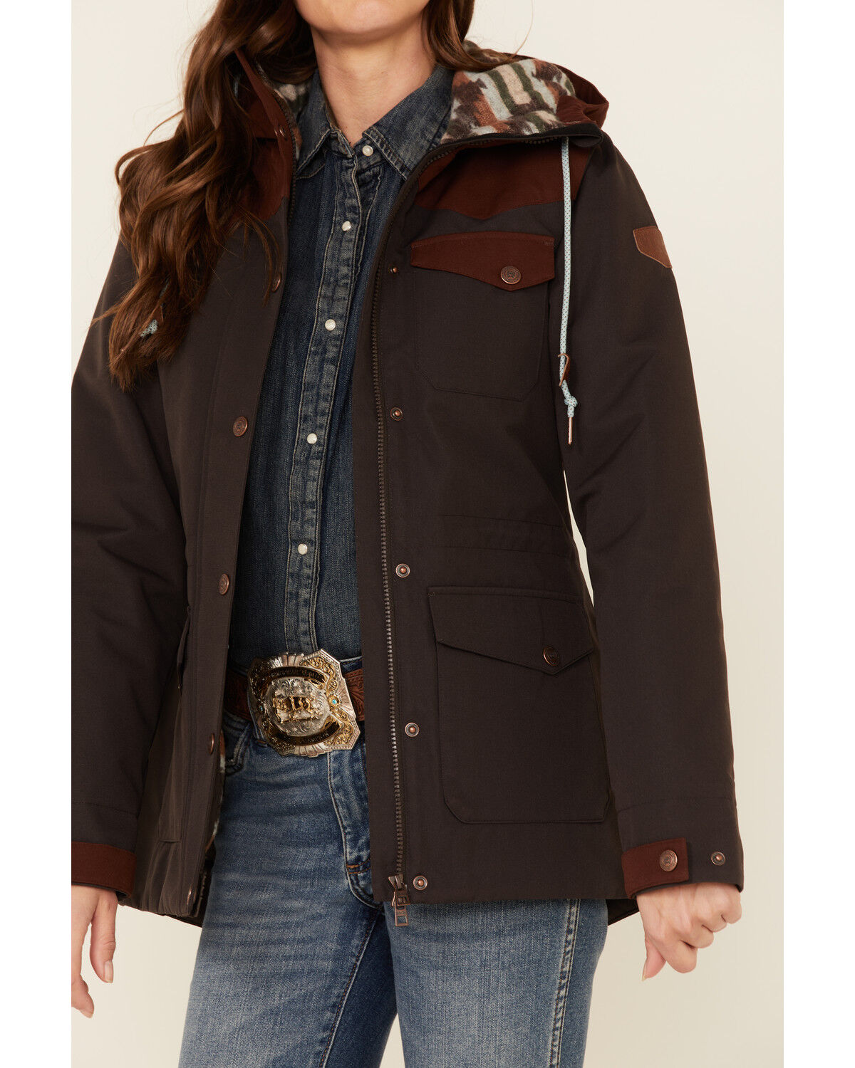 Cinch Women's Color Block Hooded Storm Flap Barn Coat | Sheplers