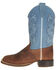Image #3 - Old West Boys' Western Boots - Broad Square Toe, Brown/blue, hi-res