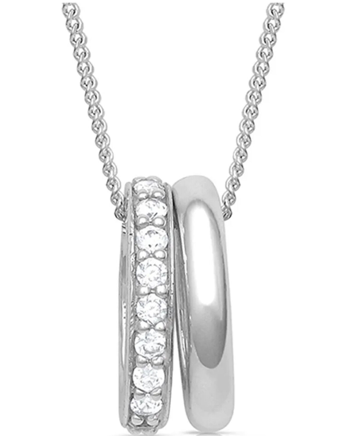 Image #1 - Montana Silversmiths Women's Duo Ring Sparkle Necklace, Silver, hi-res