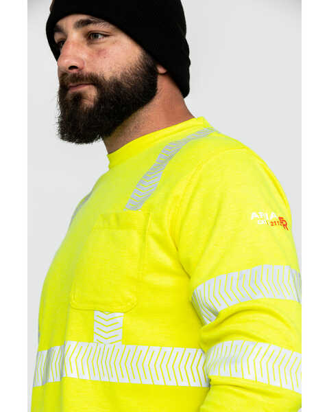 Image #5 - Ariat Men's FR Crew Hi-Vis Long Sleeve Work Shirt , Yellow, hi-res