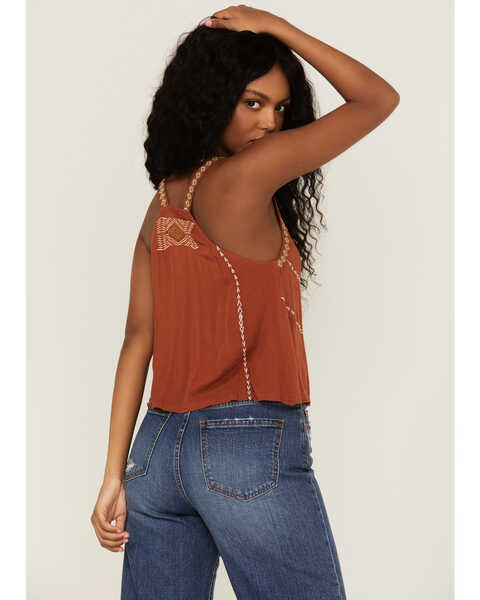 Image #4 - Shyanne Women's Rust Embroidered Southwestern Cami, Rust Copper, hi-res