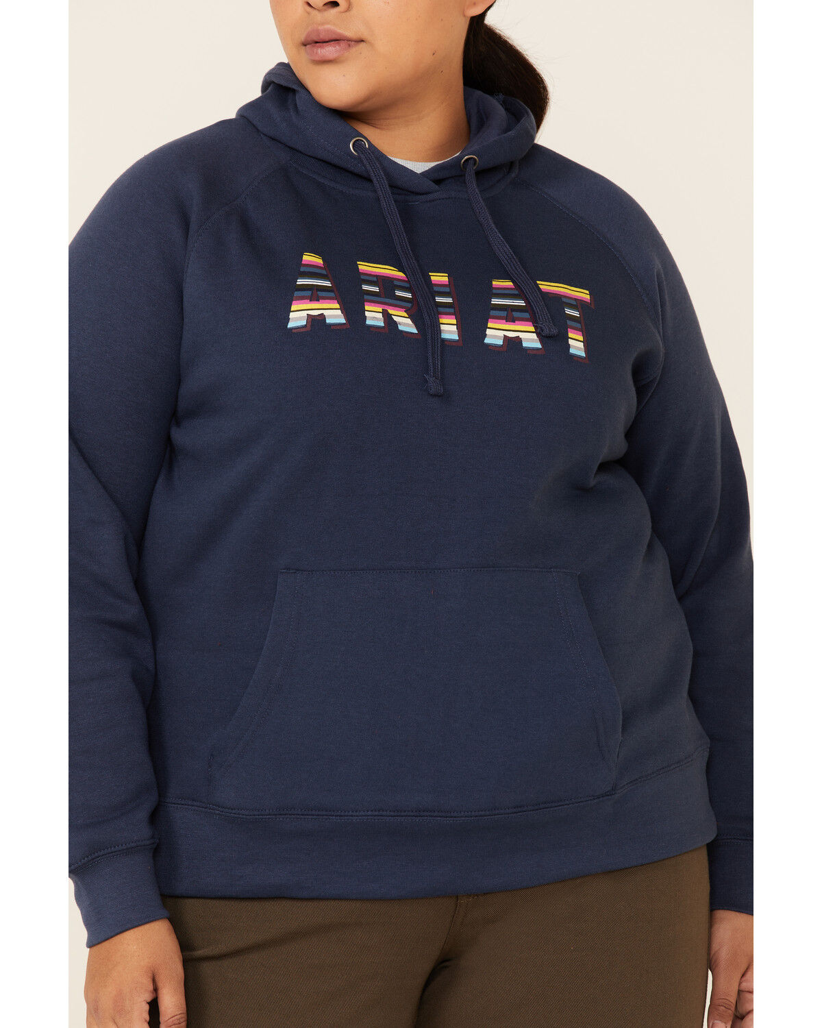Image #3 - Ariat Women's Serape Logo Hoodie Sweatshirt - Plus, Navy, hi-res