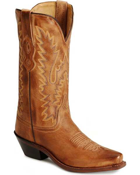 Old West Women's Distressed Leather Western Boots - Snip Toe, Tan, hi-res