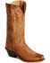 Image #1 - Old West Women's Distressed Leather Western Boots - Snip Toe, Tan, hi-res