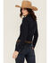 Image #4 - Shyanne Women's Solid Core Long Sleeve Snap Western Shirt, Indigo, hi-res