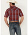 Image #4 - Ely Walker Men's Plaid Print Short Sleeve Pearl Snap Western Shirt, Red, hi-res