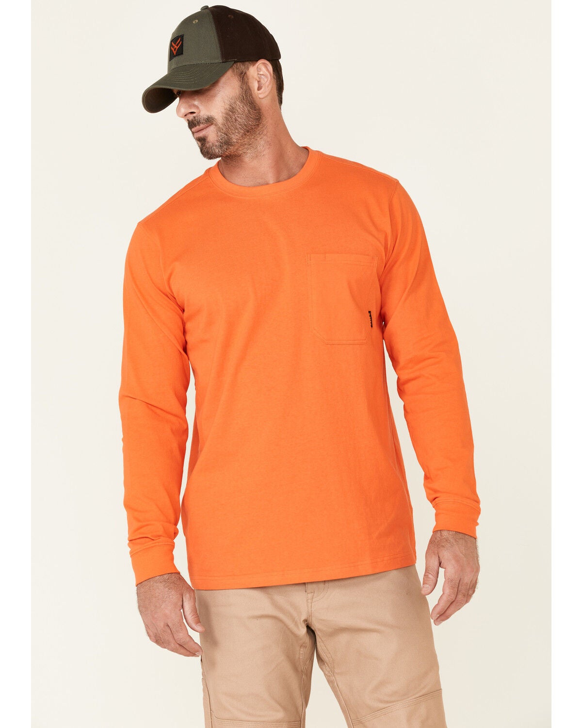 Hawx Men's Forge Long Sleeve Work Pocket T-Shirt, Orange, hi-res