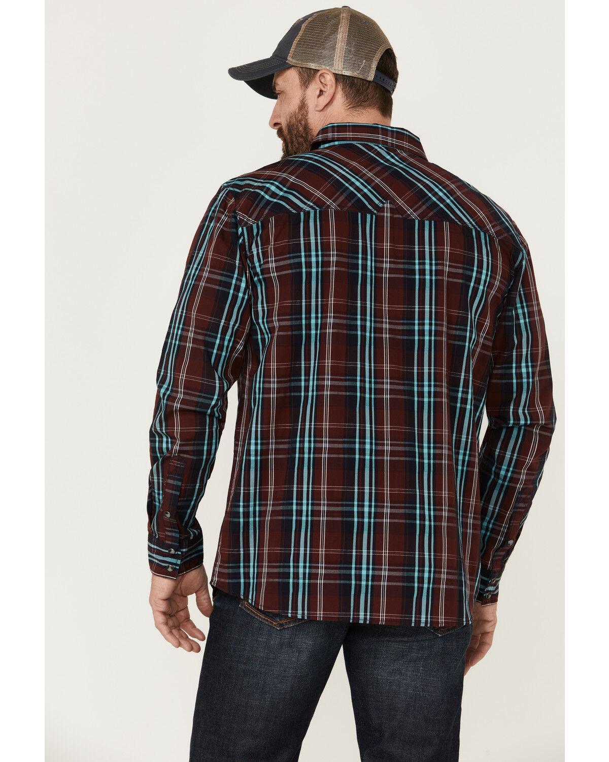 Image #4 - Moonshine Spirit Men's Fire Starter Large Plaid Long Sleeve Snap Western Shirt, Red, hi-res