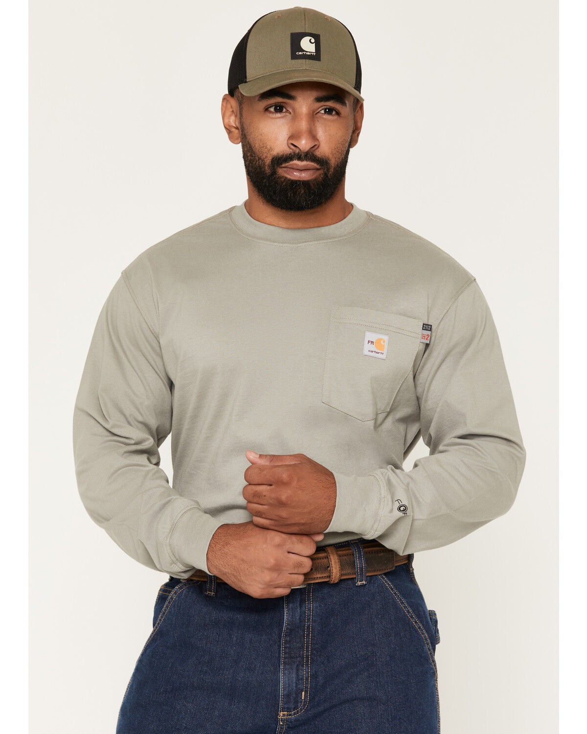 Image #1 - Carhartt Men's FR Force Oil Rig Loose Long Sleeve Work Shirt, Off White, hi-res