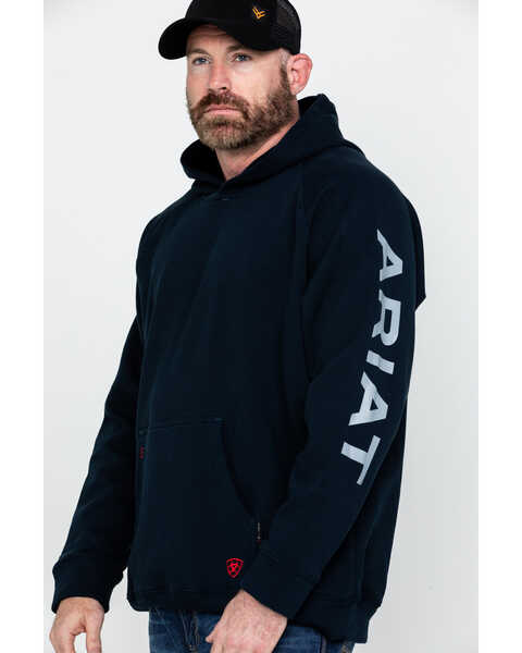 Image #3 - Ariat Men's FR Primo Fleece Logo Hooded Work Sweatshirt - Big , Navy, hi-res