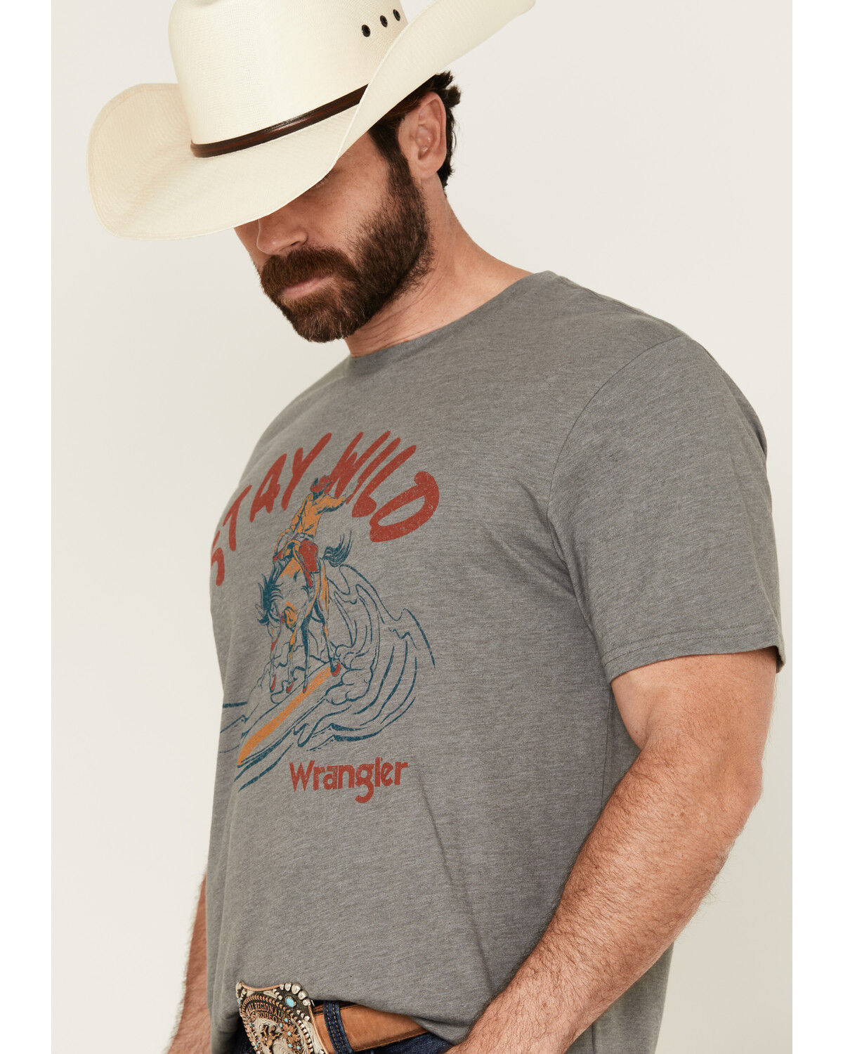 Image #2 - Wrangler Men's Stay Wild Short Sleeve Graphic T-Shirt, Heather Grey, hi-res
