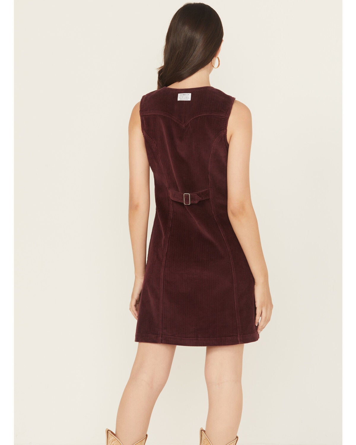 Image #4 - Levi's Women's Vianna Sleeveless Button-Down Corduroy Dress, Wine, hi-res