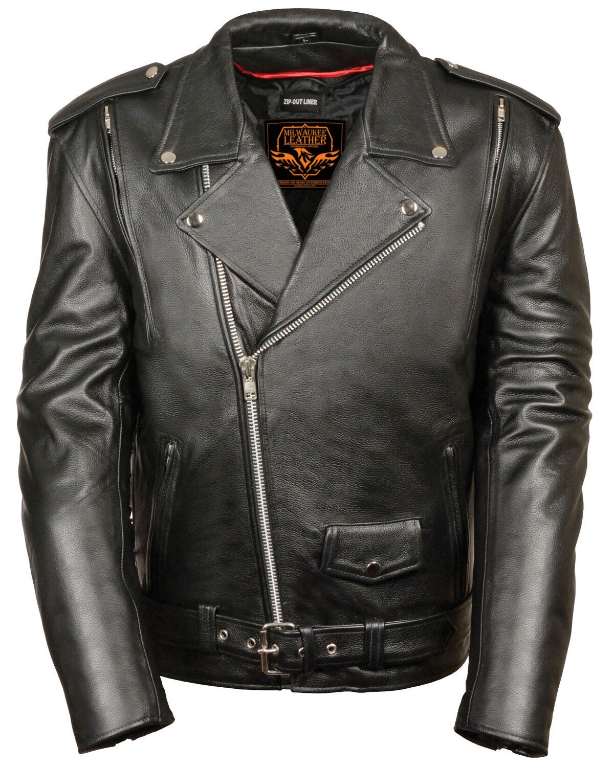 Milwaukee Leather Men's 3X Black Vented Side Lace Leather Motorcycle Jacket, Black, hi-res