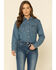 Image #1 - Wrangler Women's Medium Denim Snap Long Sleeve Western Shirt , Blue, hi-res