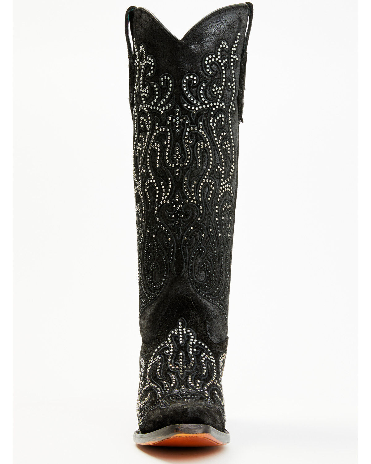 Image #4 - Corral Women's Crystal Embroidered Tall Western Boots - Snip Toe, Black, hi-res