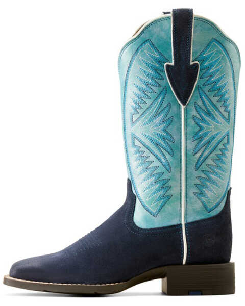 Image #2 - Ariat Women's Round Up Ruidoso Roughout Performance Western Boots - Broad Square Toe , Blue, hi-res