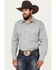Image #1 - Rough Stock by Panhandle Men's Bandana Paisley Print Long Sleeve Pearl Snap Stretch Western Shirt, Blue, hi-res