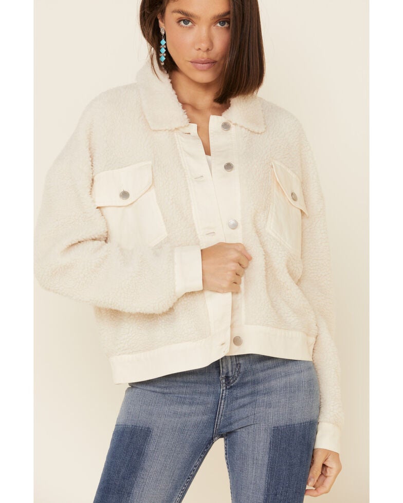 26 International Women's Cream Sherpa Lined Denim Jacket Sheplers